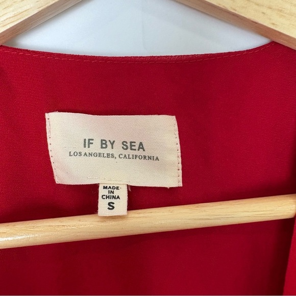 If By Sea Red Short Sleeve V Neck Wrap Blouse - Picture 3 of 6